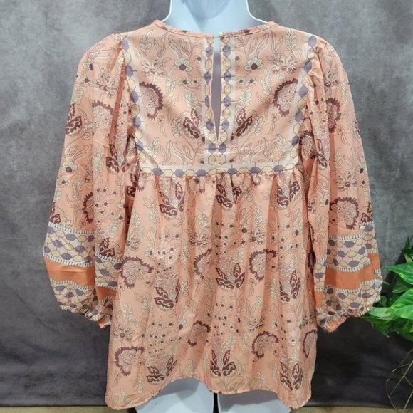MISSLOOK Bohemian Style Puff Sleeve Blouse Size Medium - Picture 6 of 12